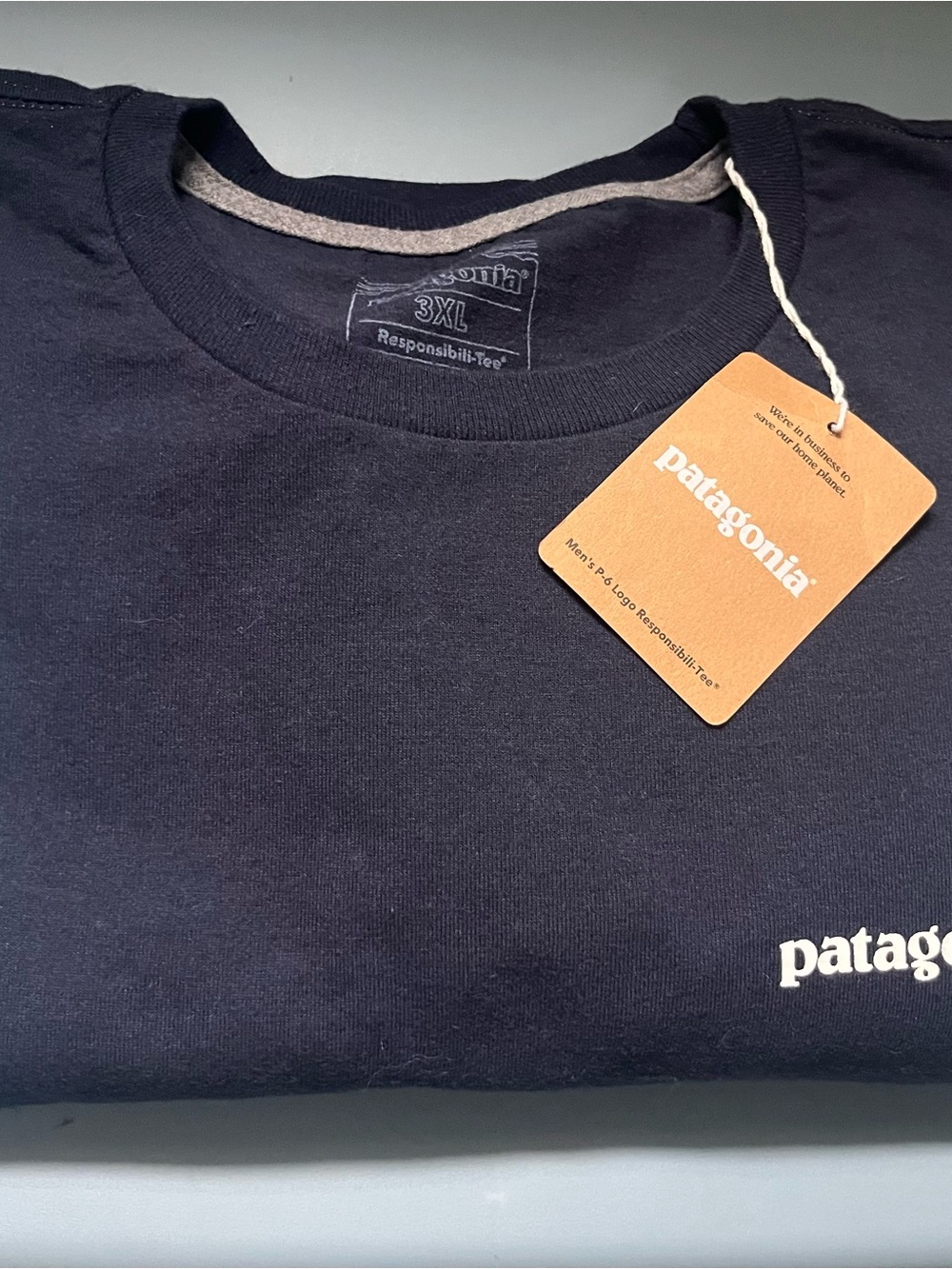 Patagonia Navy Tee with White Logo